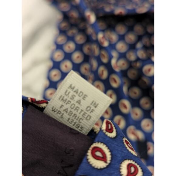 Today's Man All Silk Men's Tie Blue Red Dot Paisley Classic Work Office Office - Picture 6 of 7